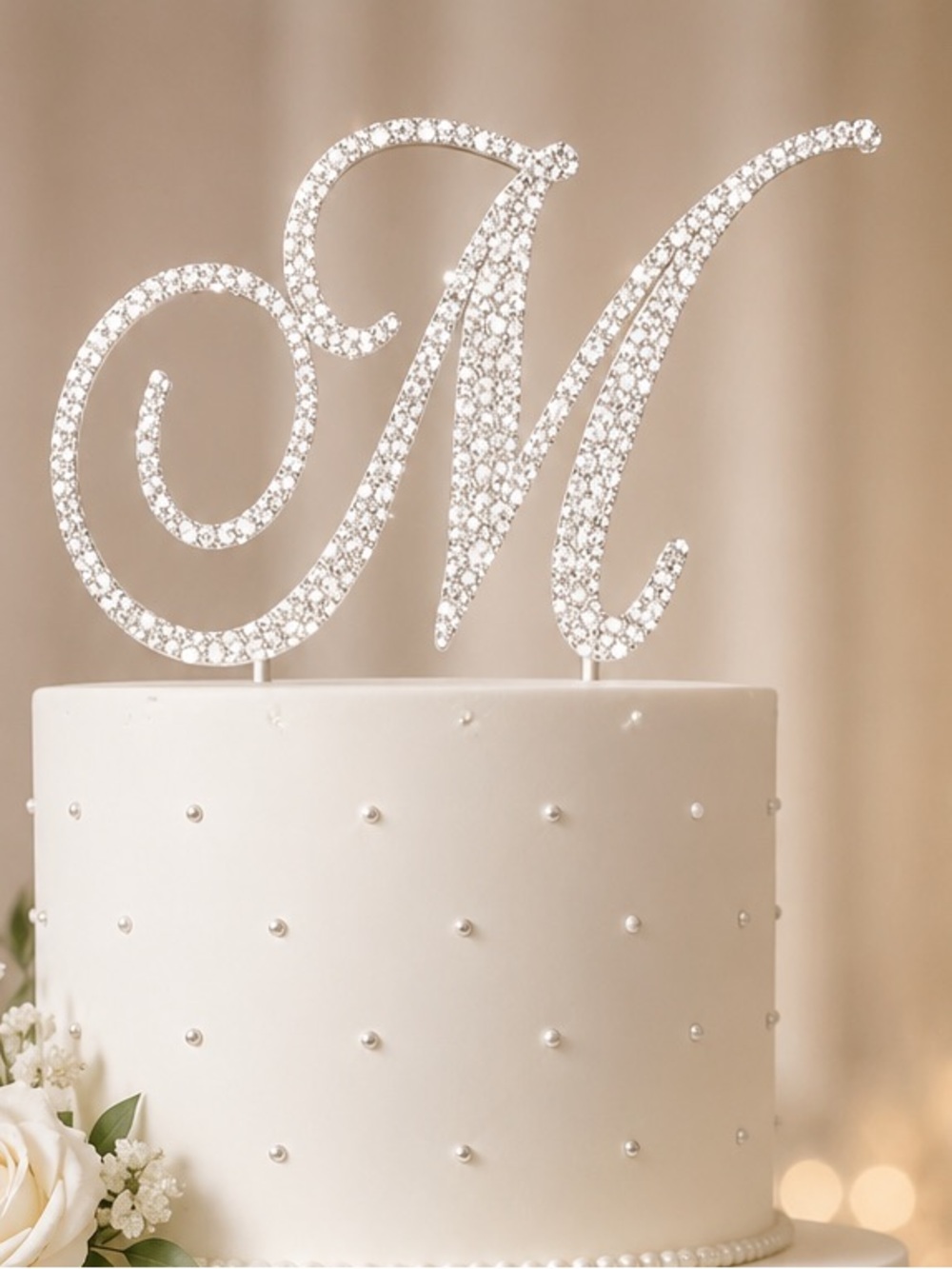Swarovski crystal monogram Cake topper letter M